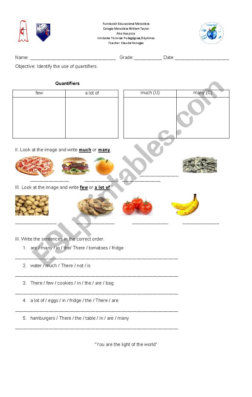 Countable and  uncountable worksheet