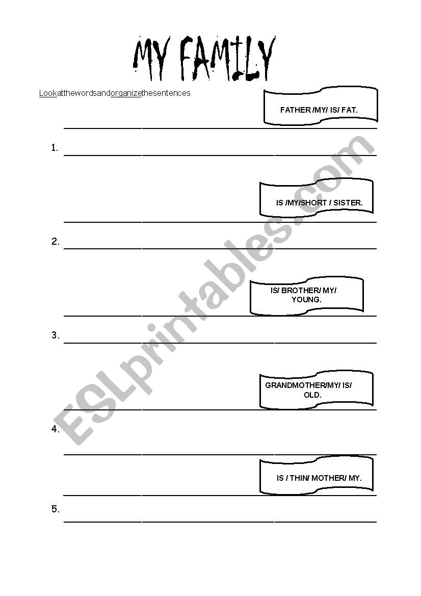 Family members worksheet