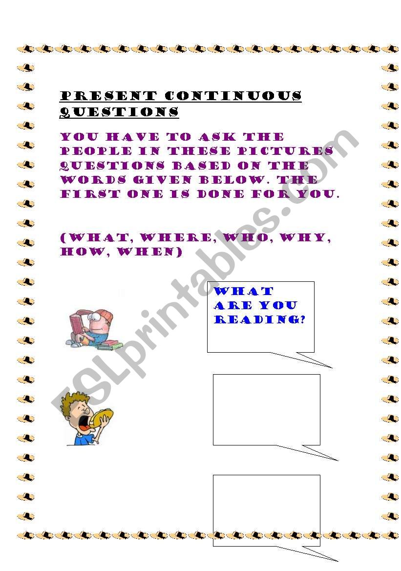 present continuous- ING words worksheet