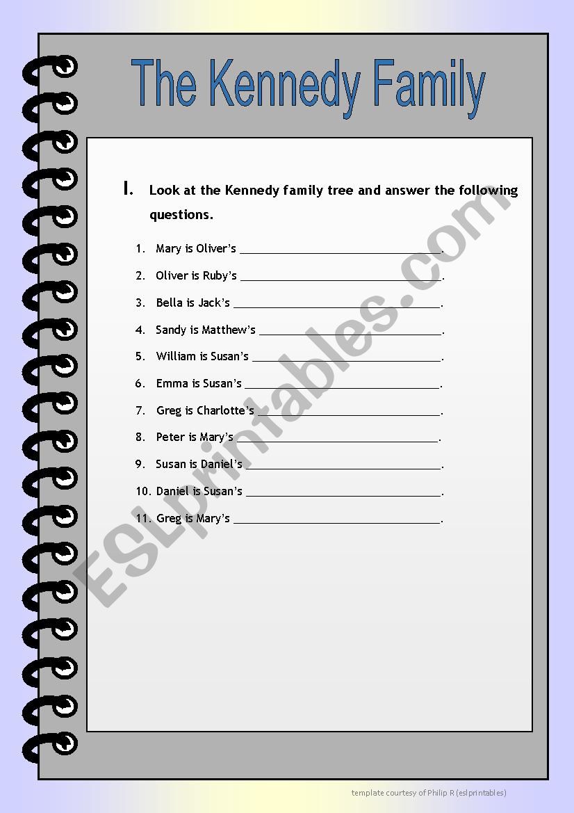 Family members Question Sheet worksheet