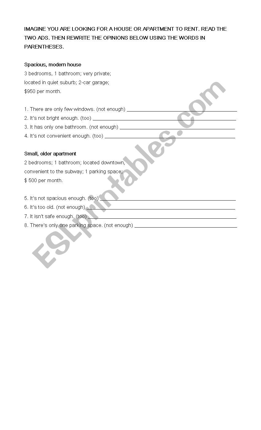 Evaluations with adjectives worksheet
