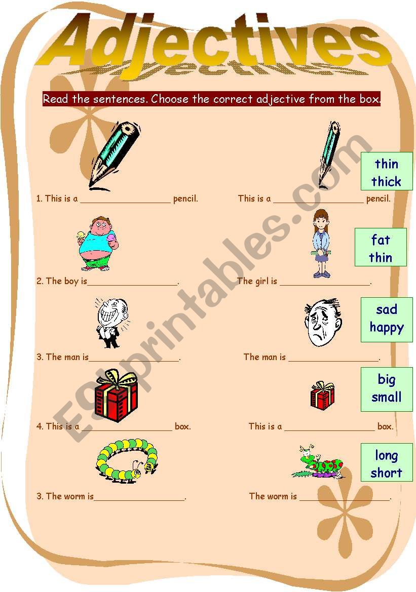 Adjectives worksheet