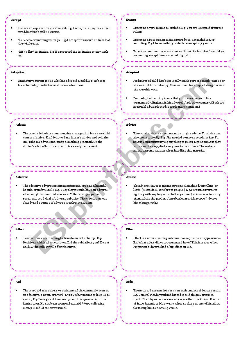 Confusing words 1  worksheet