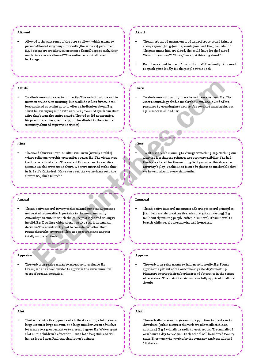 Confusing words 2 worksheet