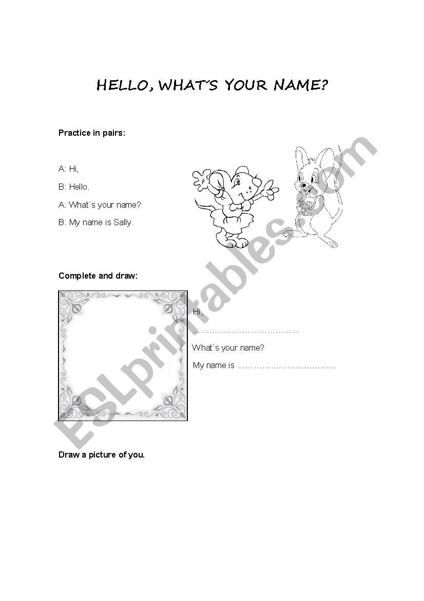 introducing yourself  worksheet