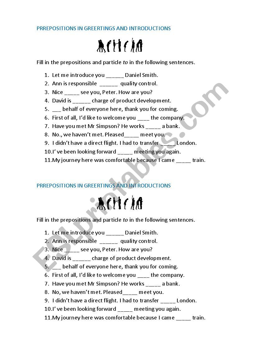 PREPOSITIONS IN GREETINGS AND INTRODUCTIONS