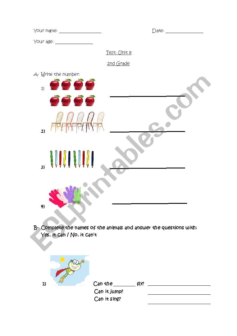 TEST CAN OR CANT worksheet