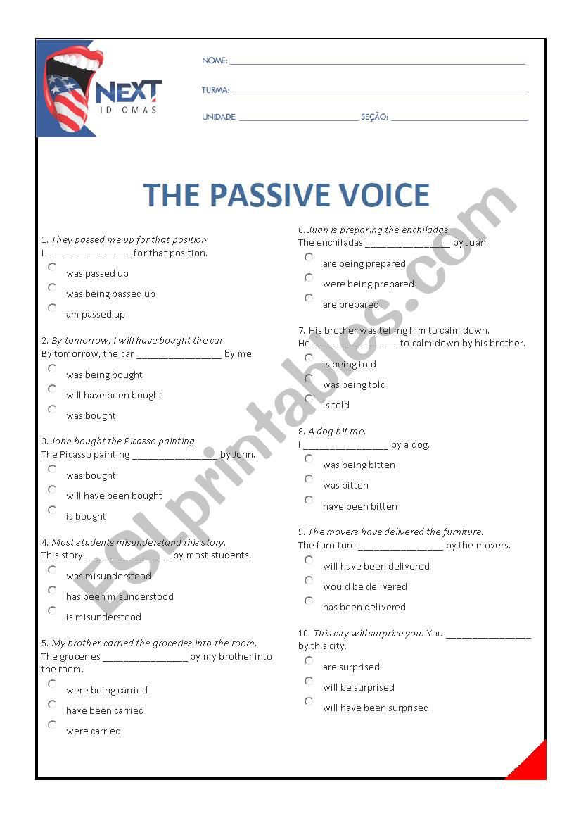 Passive Voice  worksheet