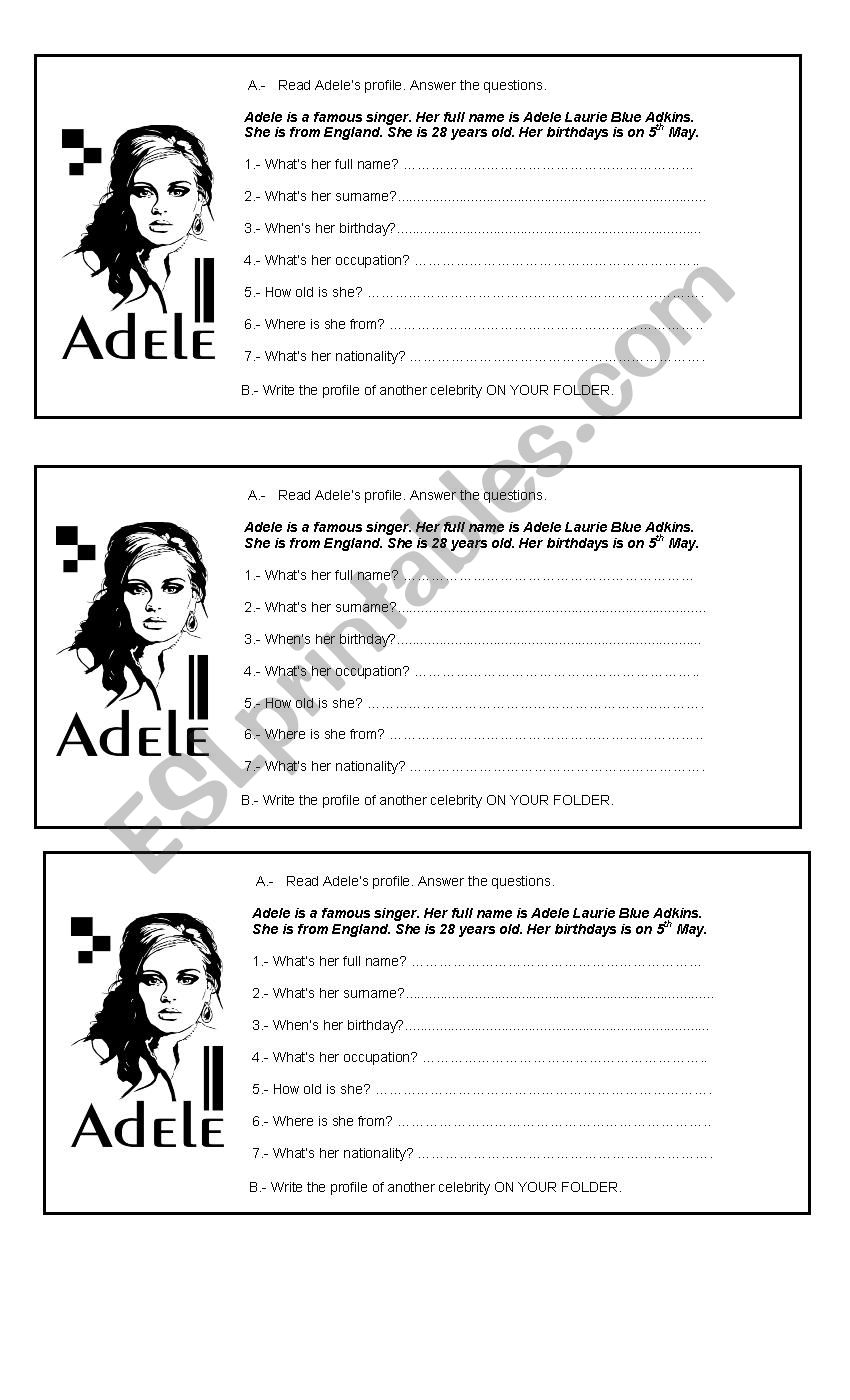 Adele Profile worksheet