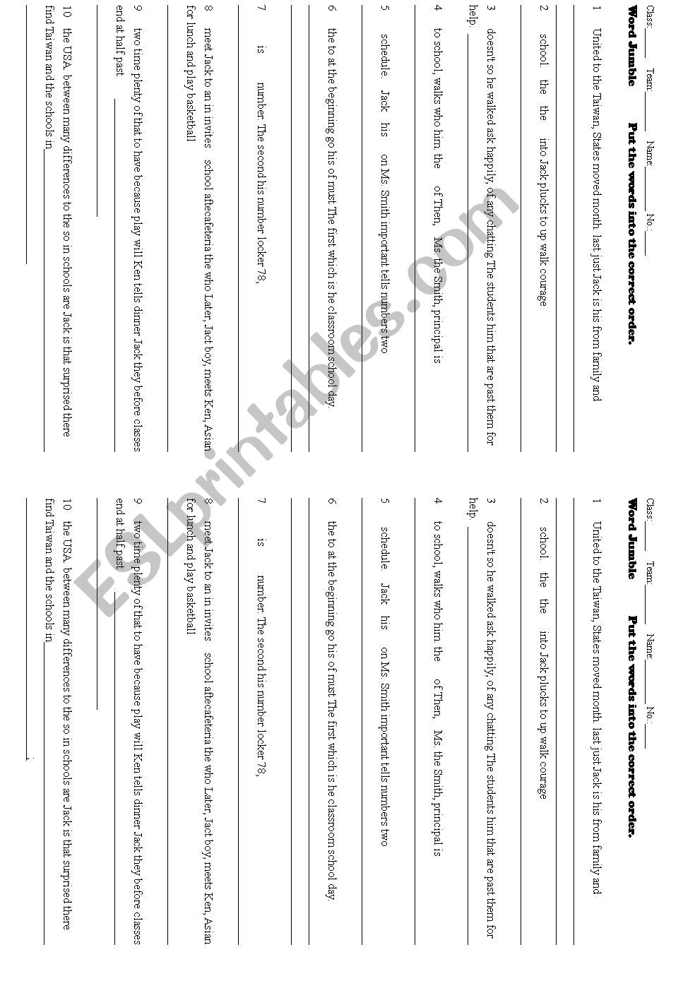 world jumble worksheet