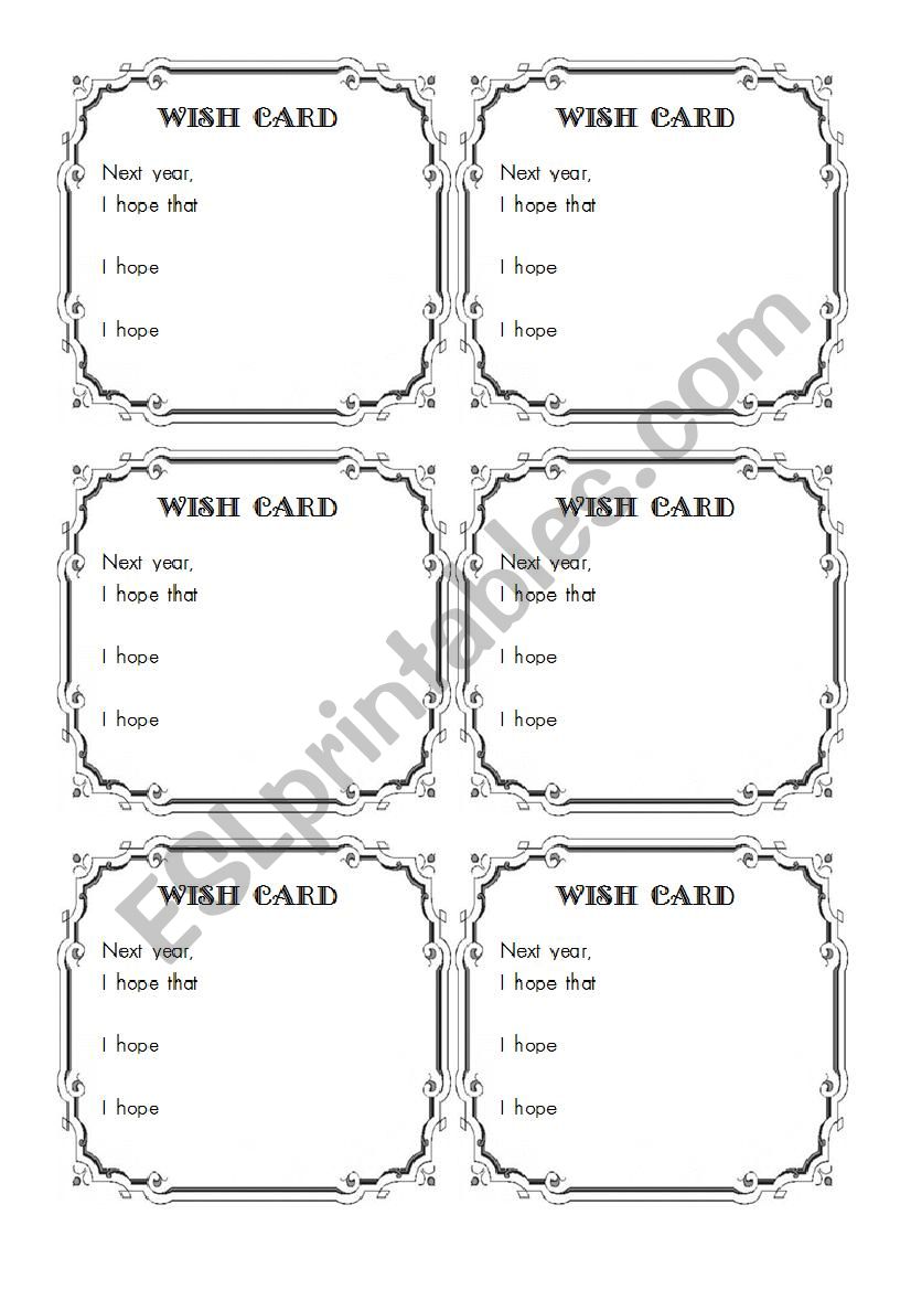 Wish Card worksheet