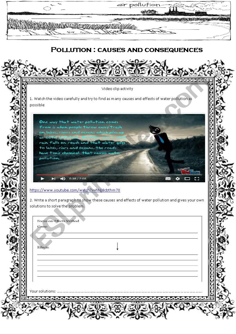 pollution listening activity worksheet