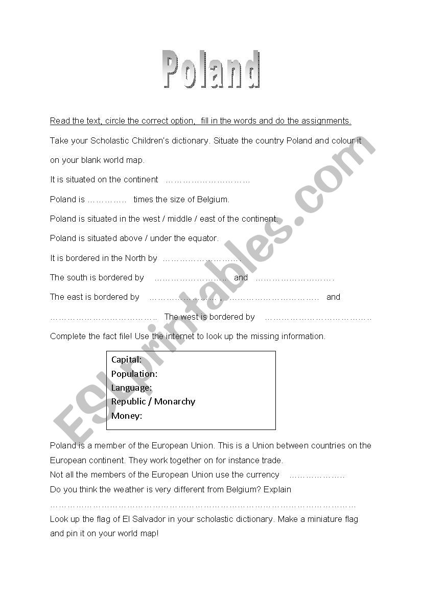 Poland worksheet