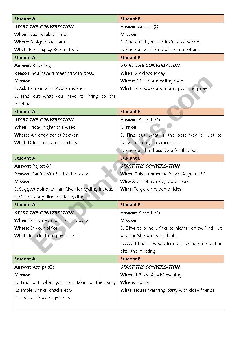 Making Appointments Role Play 