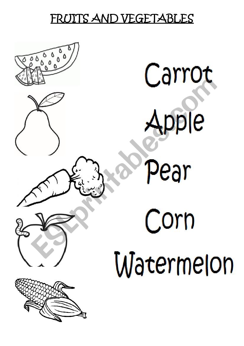 fruits and vegetables worksheet