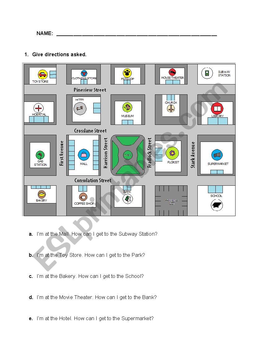 Directions practice worksheet