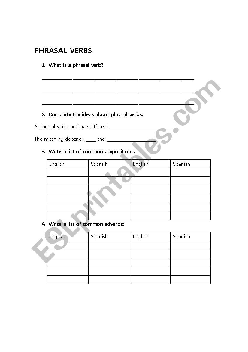 What are Phrasal Verbs? worksheet