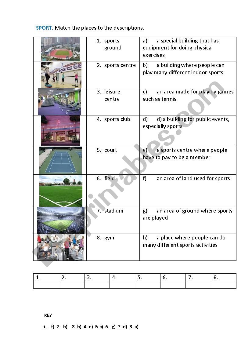 SPORT 5 (matching exercise) worksheet