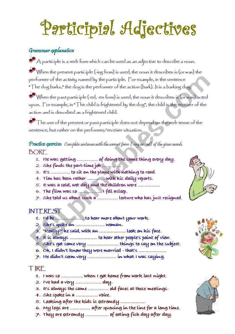 Participial Adjectives ESL Worksheet By Mimika