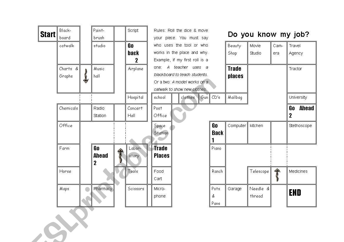 Do you know my job? worksheet