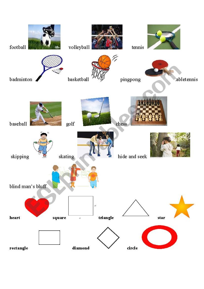 sports and shapes worksheet