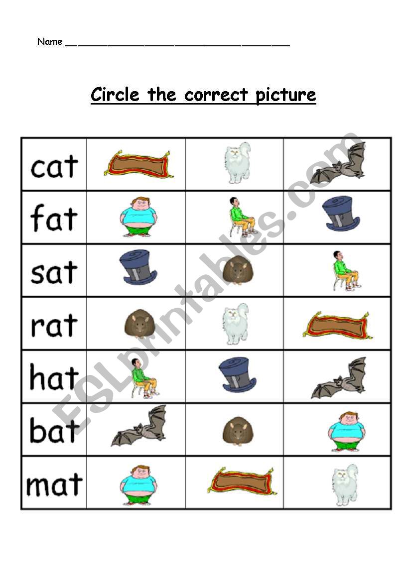 at words - circle the correct picture
