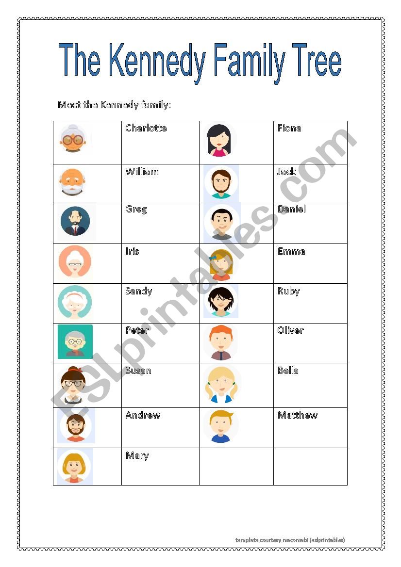 Family members - Family tree worksheet