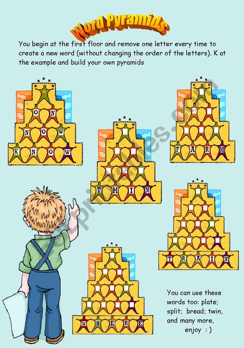 Word pyramids worksheet