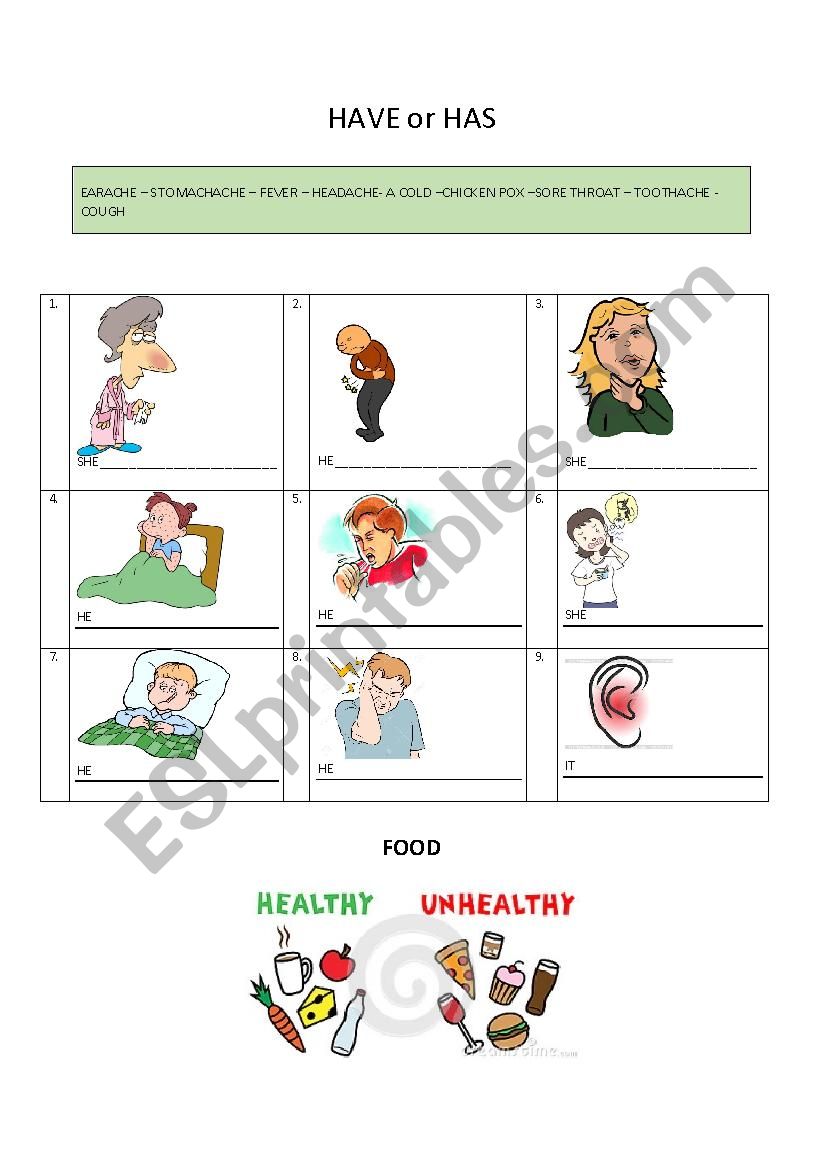 diseases worksheet