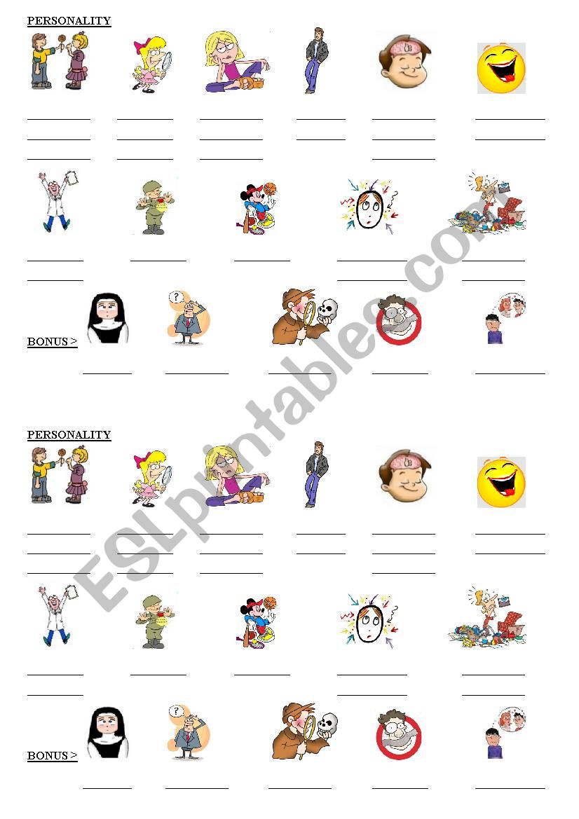 Personality worksheet worksheet