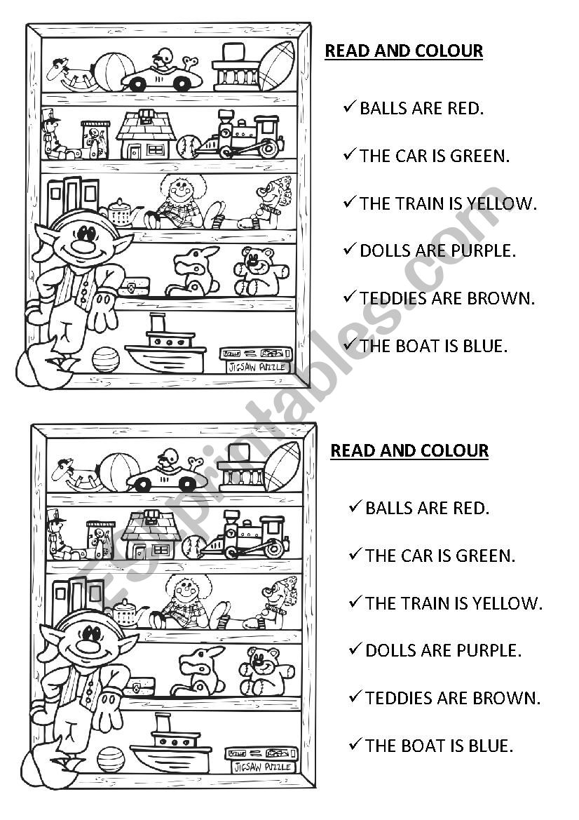 READ AND COLOUR worksheet