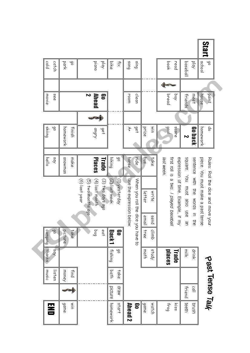 PAST TENSE - WALK GAME  worksheet