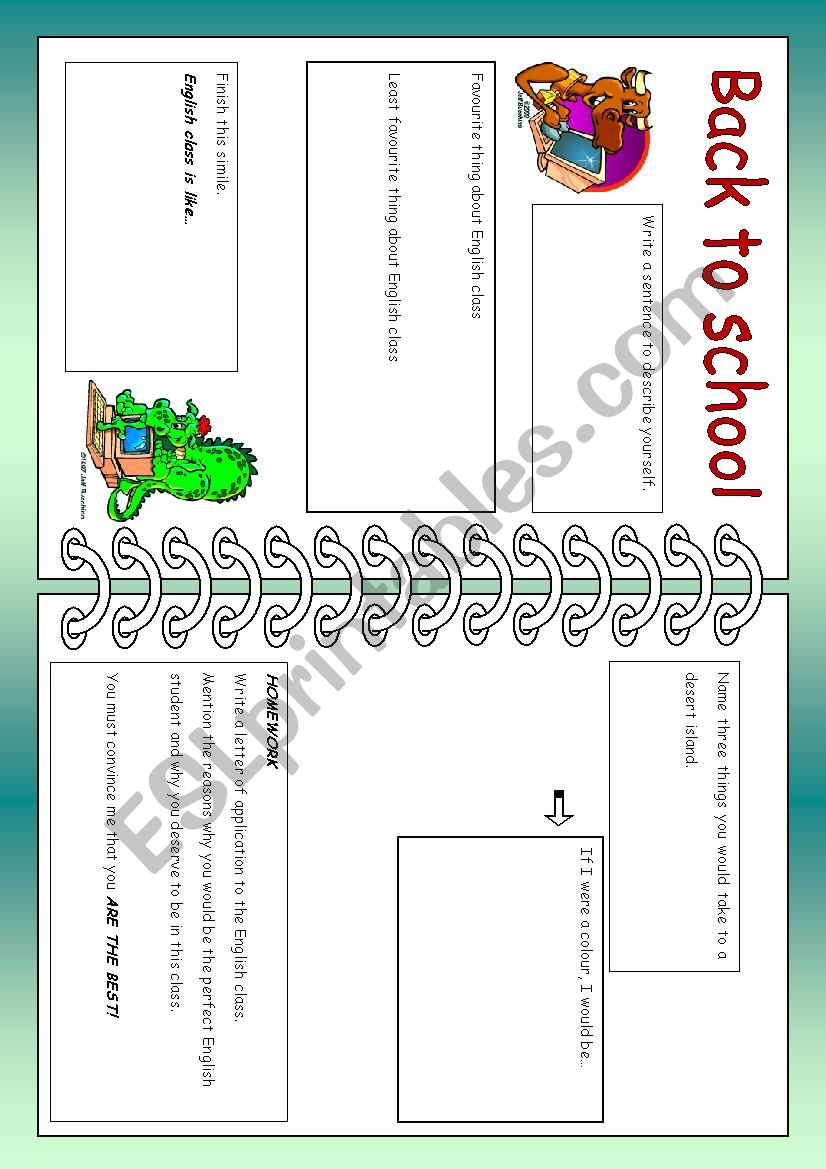 Back to school worksheet