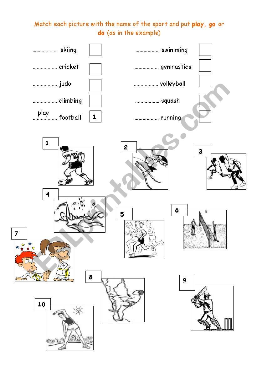 Sport vocabulary worksheet