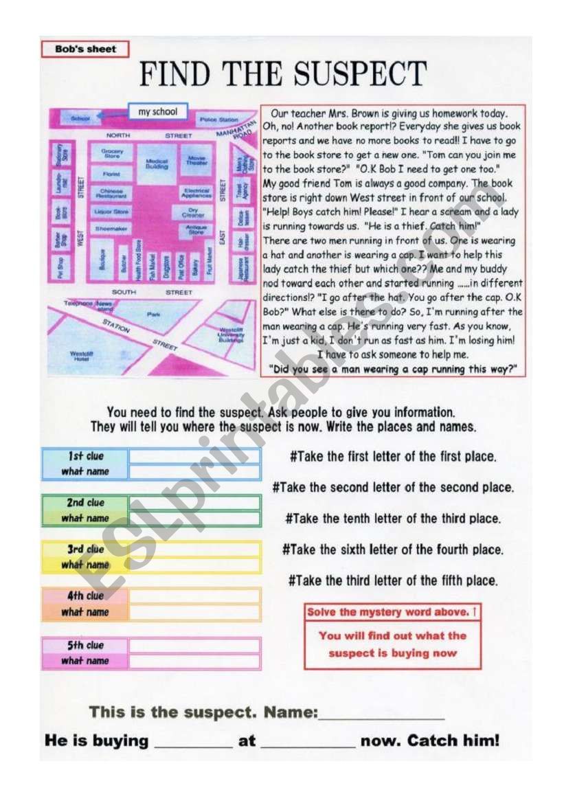 Solving a crime on worksheet Part 1