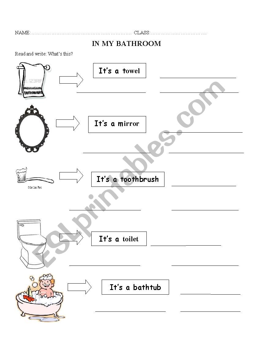 in the bathroom worksheet