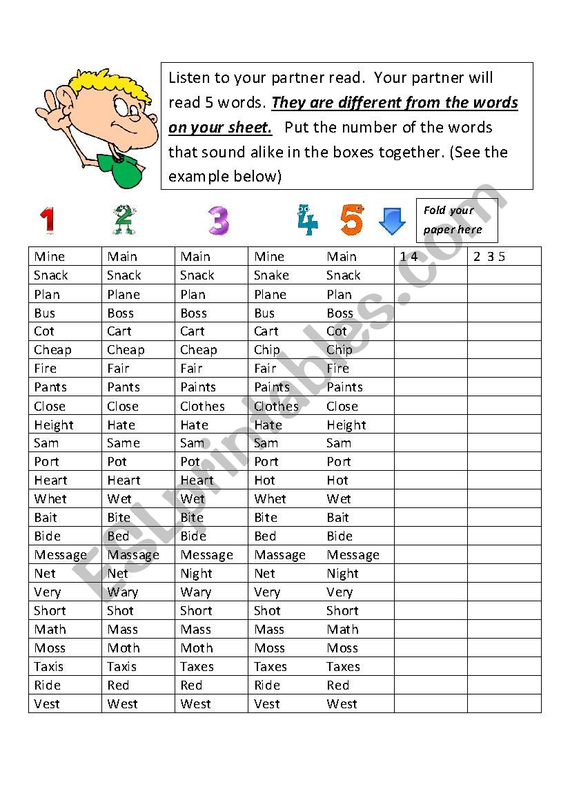 PRONUNCIATION - MINIMAL PAIRS FOR ALL LEVELS