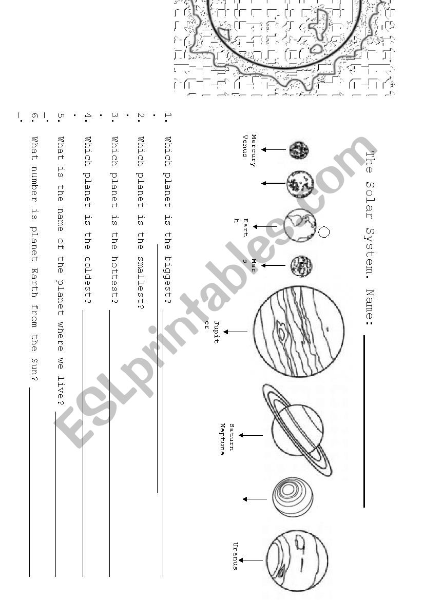 SOLAR SYSTEM worksheet