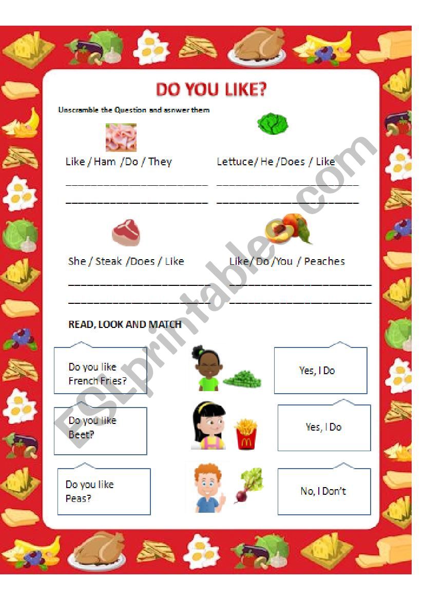 DO YOU LIKE FOOD? worksheet