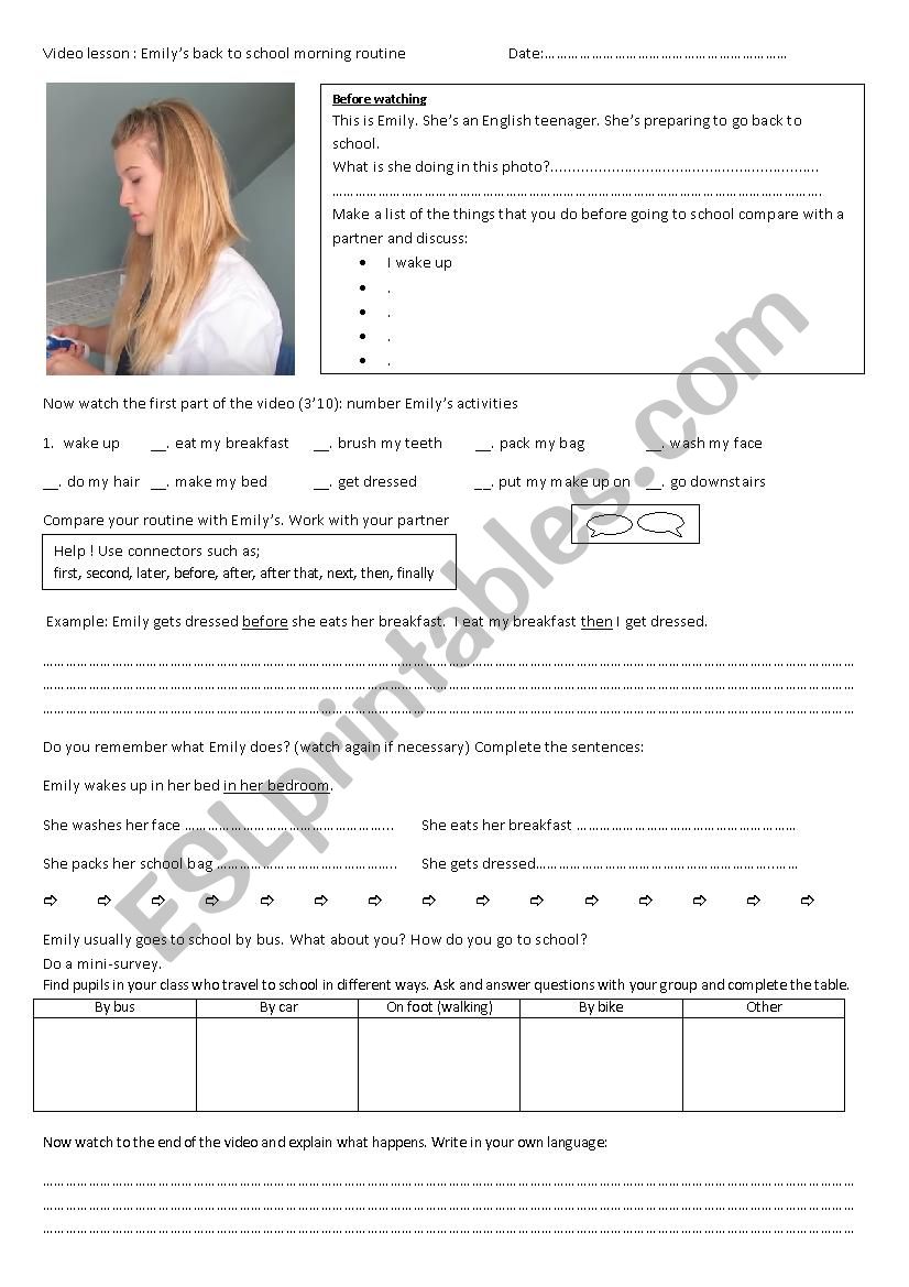 Back to school worksheet