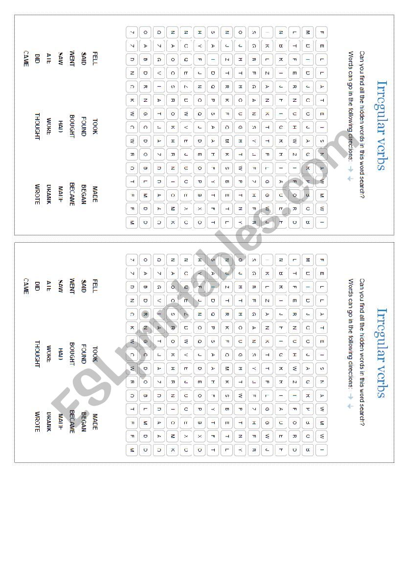 verbs in the past worksheet