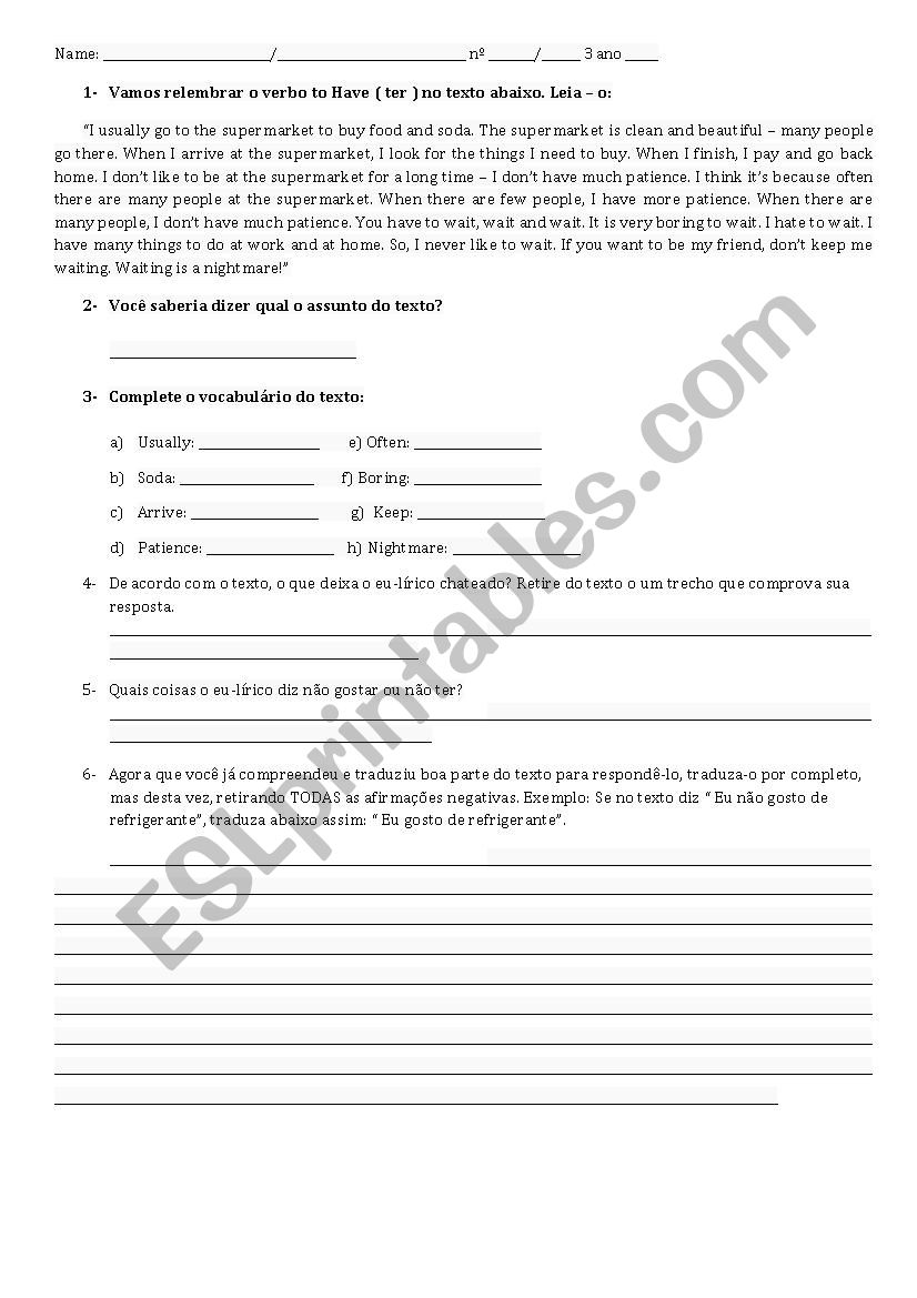 Activies english worksheet