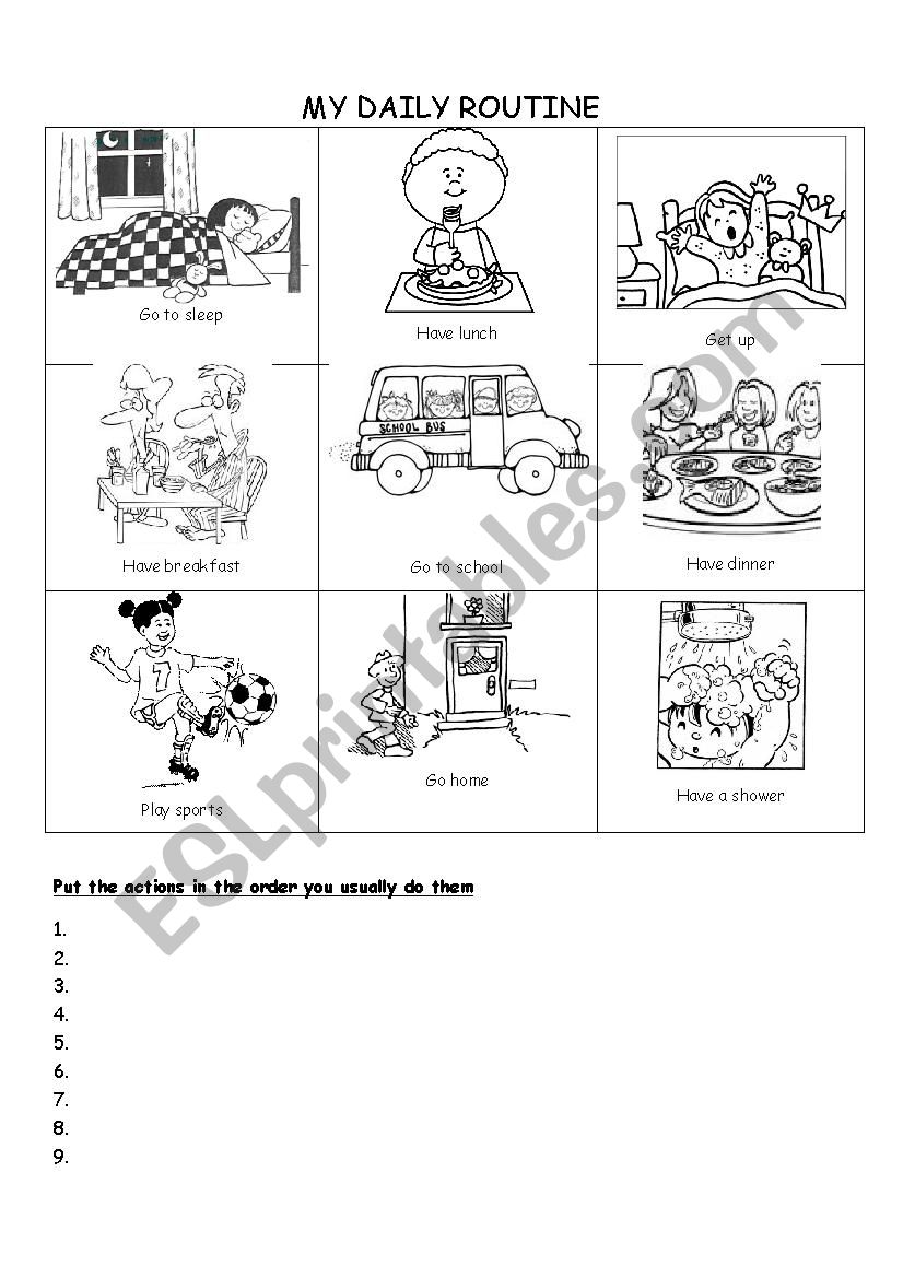 daily routine worksheet for kindergarten pdf