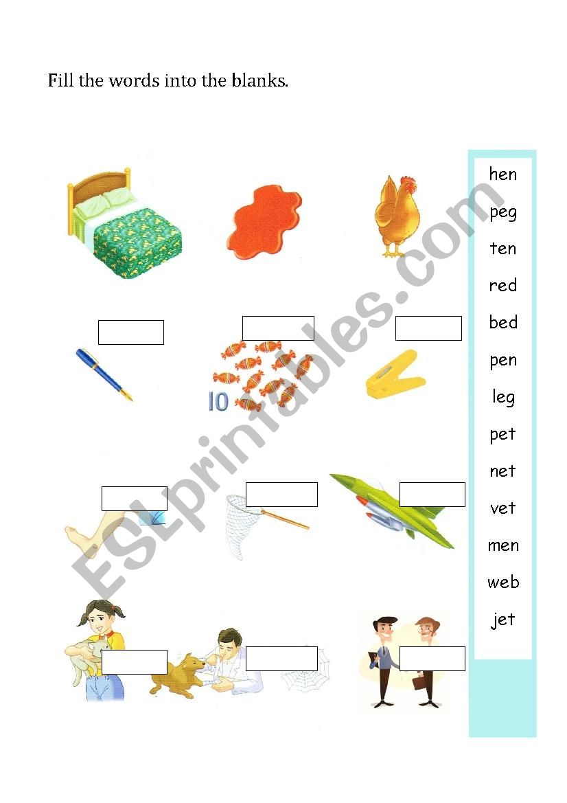 e short vowel sound worksheet