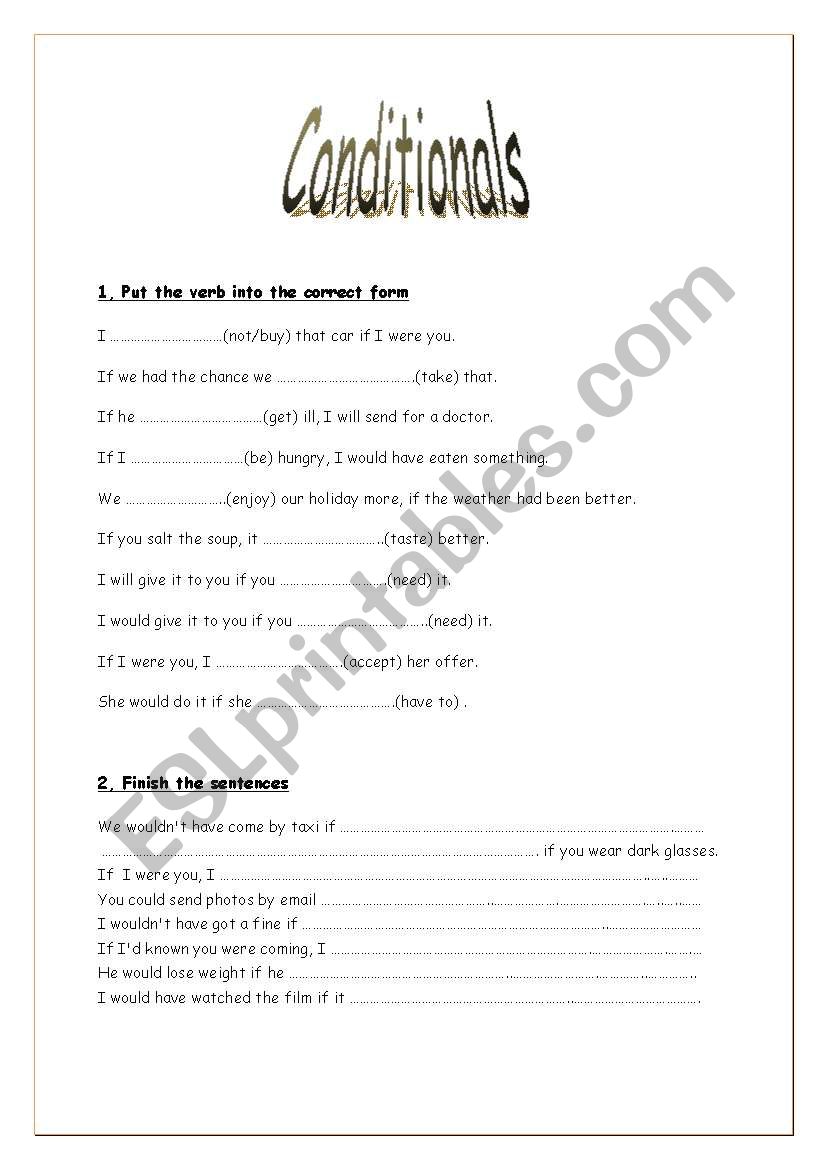 Conditionals worksheet