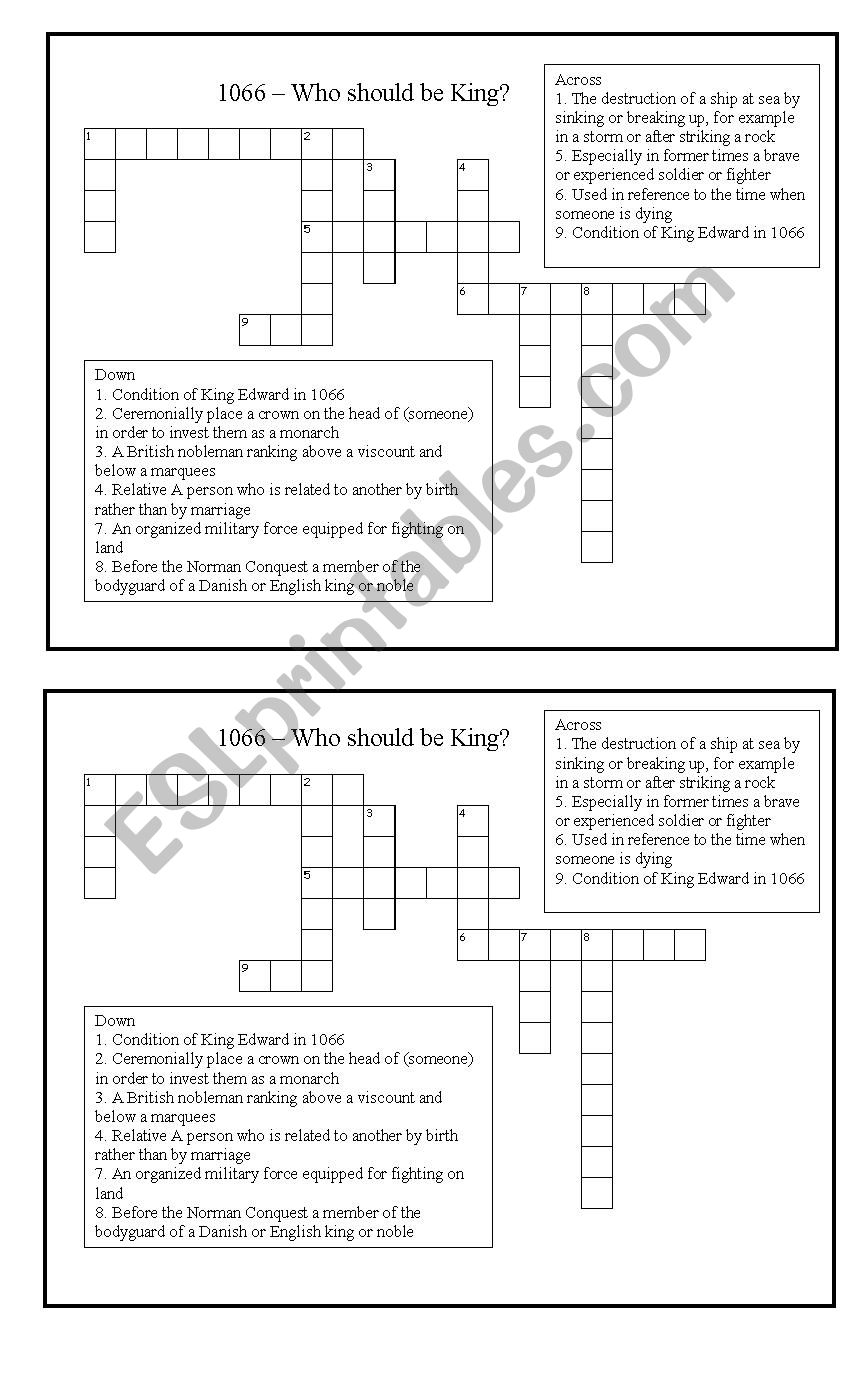 Who should be king? worksheet