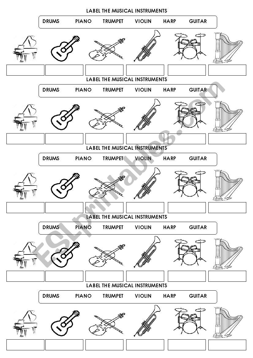 LABEL THE MUSICAL INSTRUMENTS worksheet