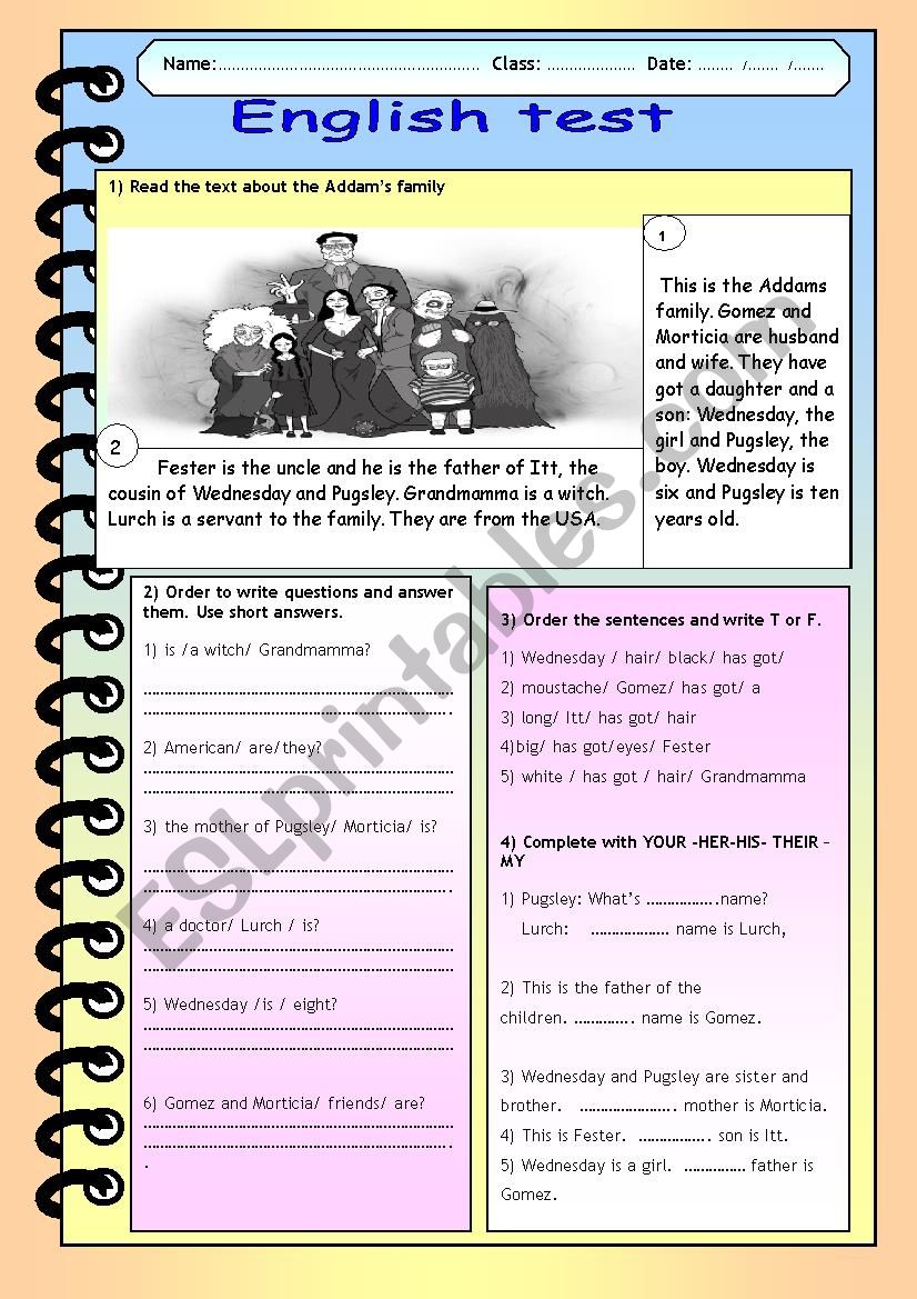 ENGLISH TEST FOR BEGINNERS worksheet