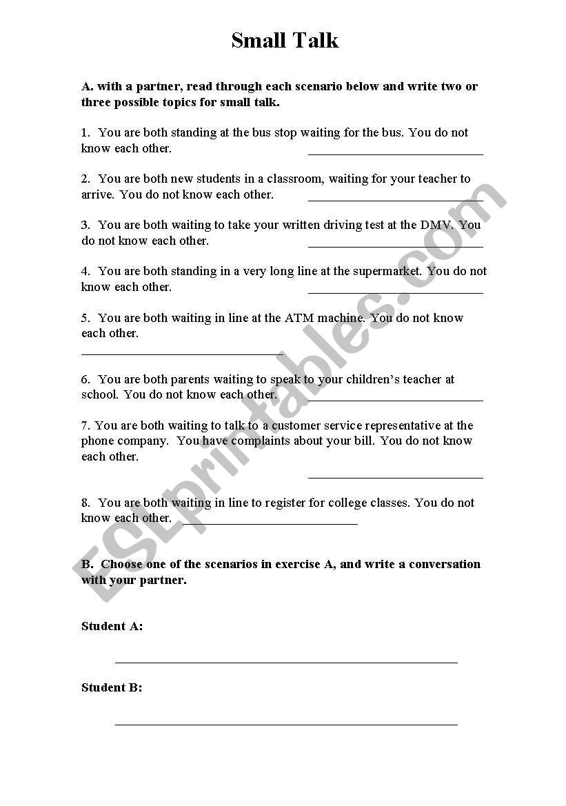 SMALL TALK worksheet