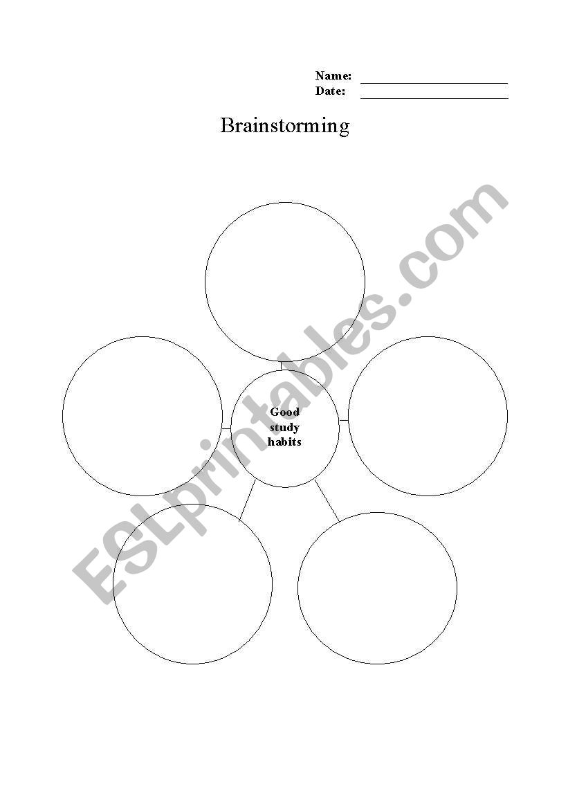 BRAINSTORMING STUDY HABITS worksheet